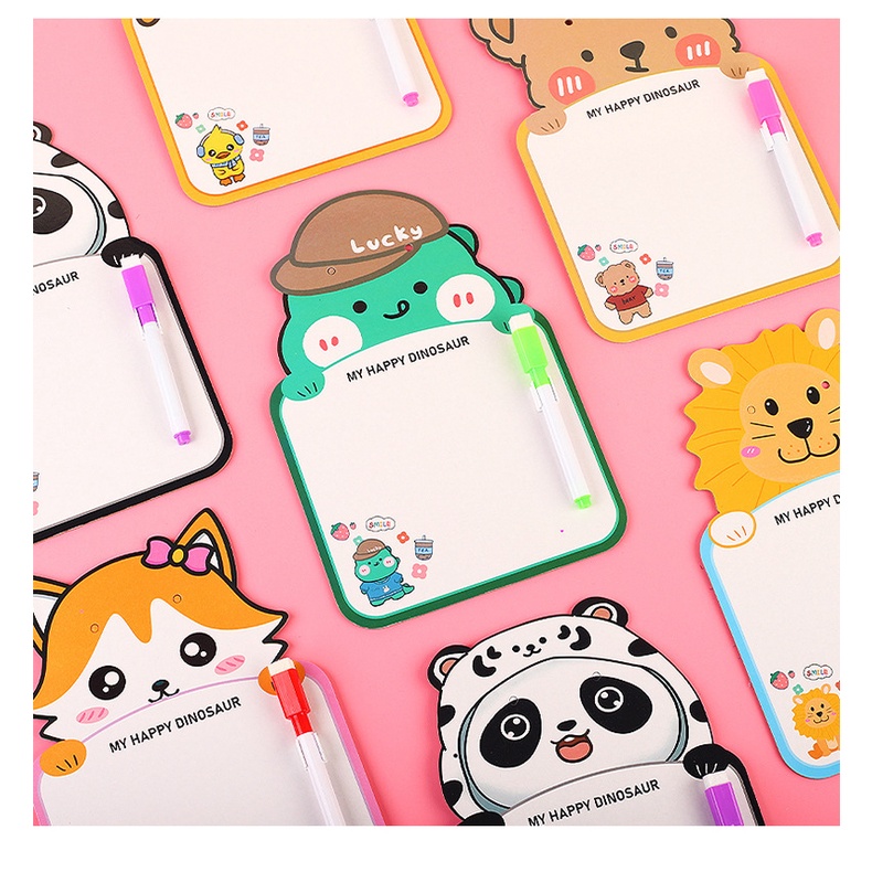 Bảng ghi nhớ kèm bút dạ dễ bôi xoá kiêm thời khóa biểu hình động vật ngộ nghĩnh dễ thương cho bé
