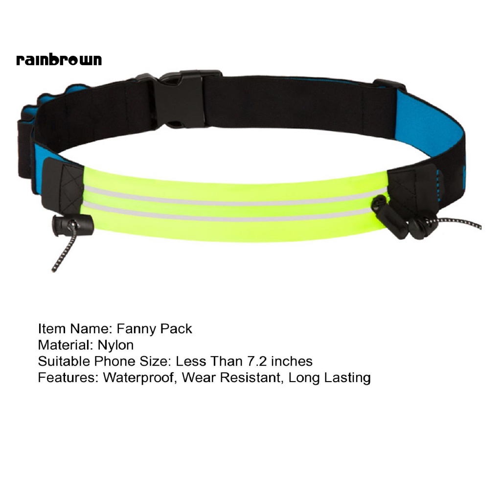 &lt; Rainbrown &gt; Túi Đeo Hông Đựng Điện Thoại Co Giãn Thiết Kế Phản Quang Chống Thấm Nước Có Khóa Kéo Có Thể Điều Chỉnh Nhanh Chóng Cho Unisex