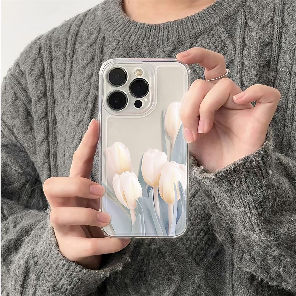 ✅Ốp Điện Thoại Mềm Chống Sốc Họa Tiết Hoa Tulip Đơn Giản Cho Iphone 14promax 13 786 12 11