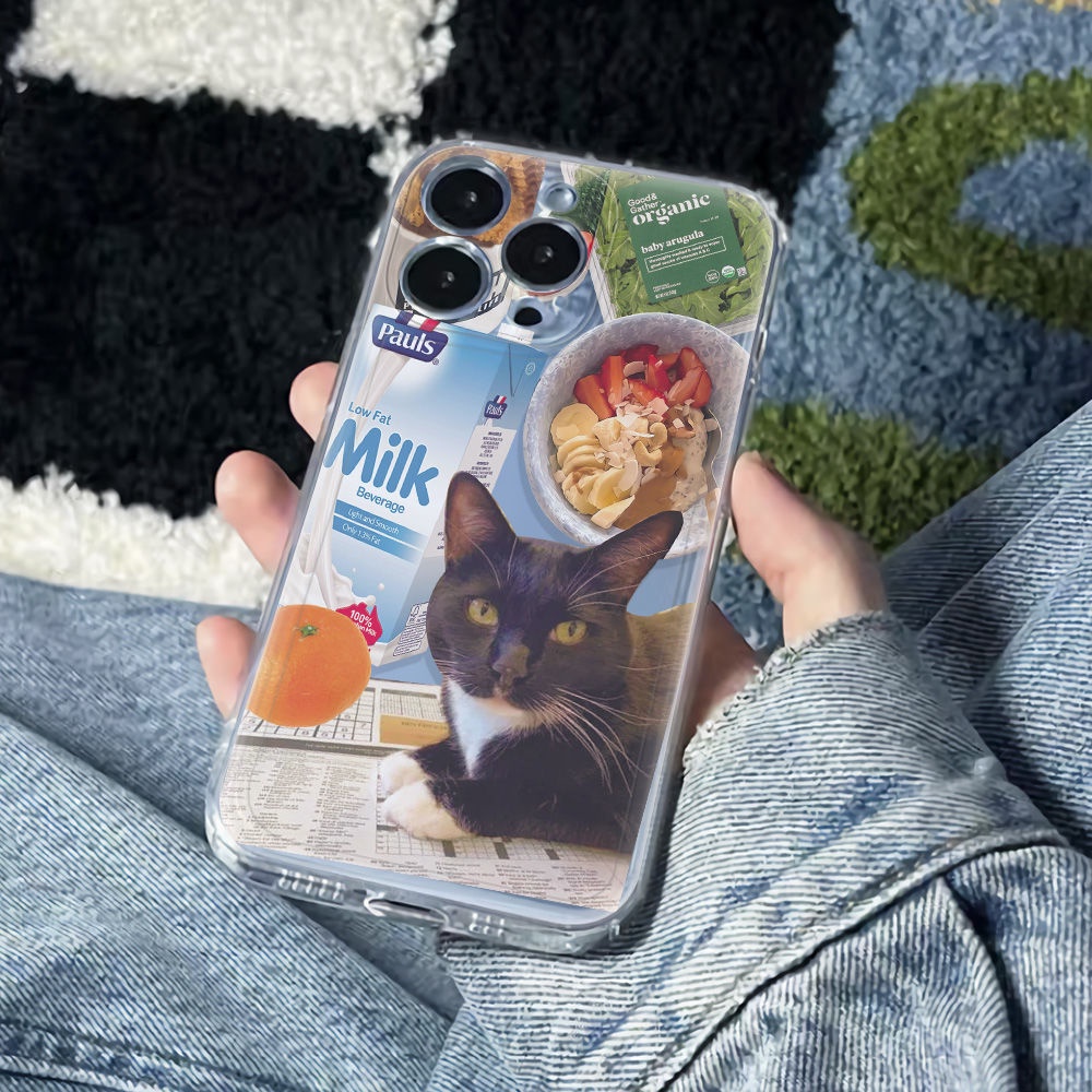 ✅Ốp Điện Thoại Mềm Chống Sốc Hình Mèo Đen Cho Iphone 14pro max 116In 1278 13 plus CQZ0