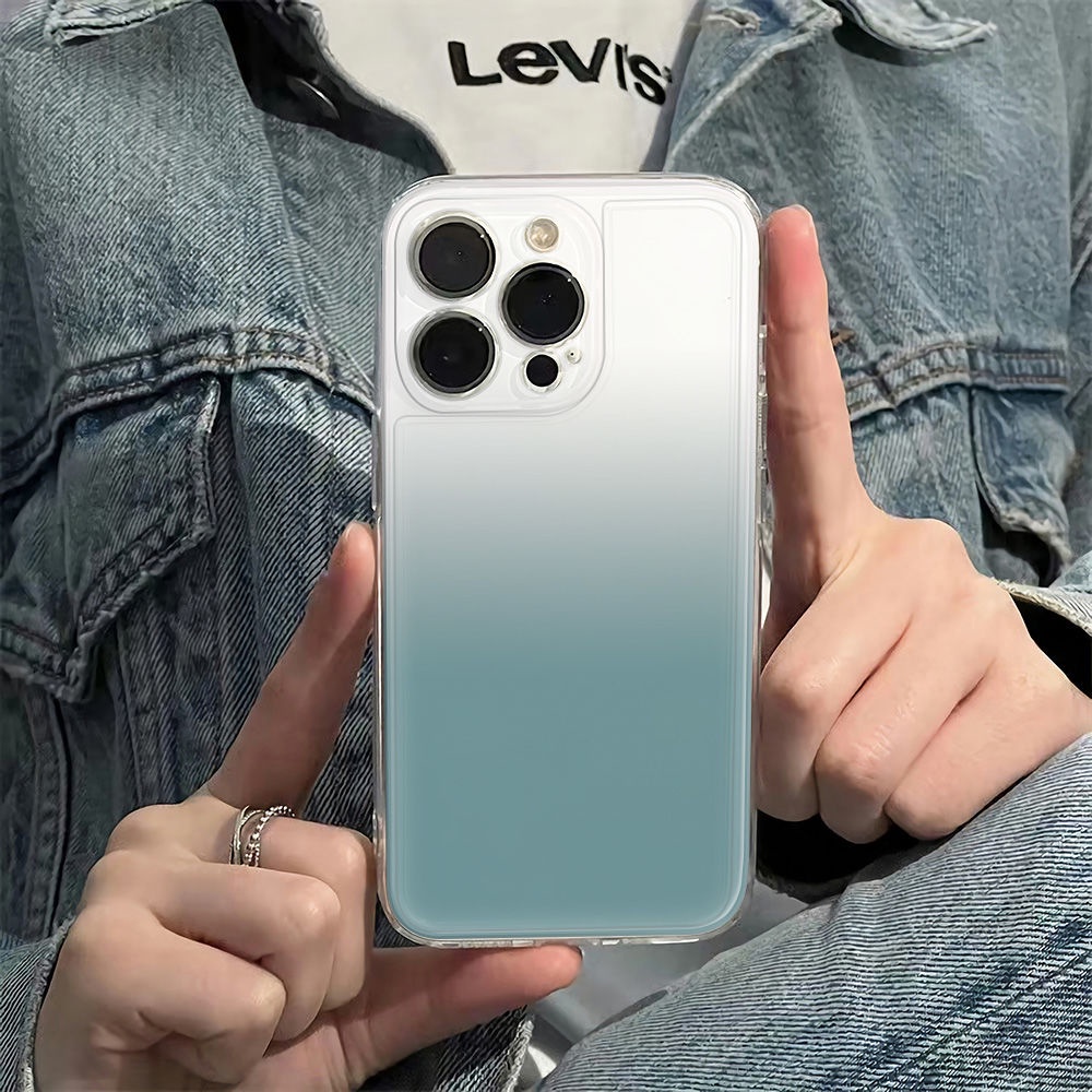 ✅Ốp Điện Thoại Mềm Chống Sốc Màu Gradient Đơn Giản Cho Apple 6In Blue 1314pro plusiPhone1211 78 max 1FR9