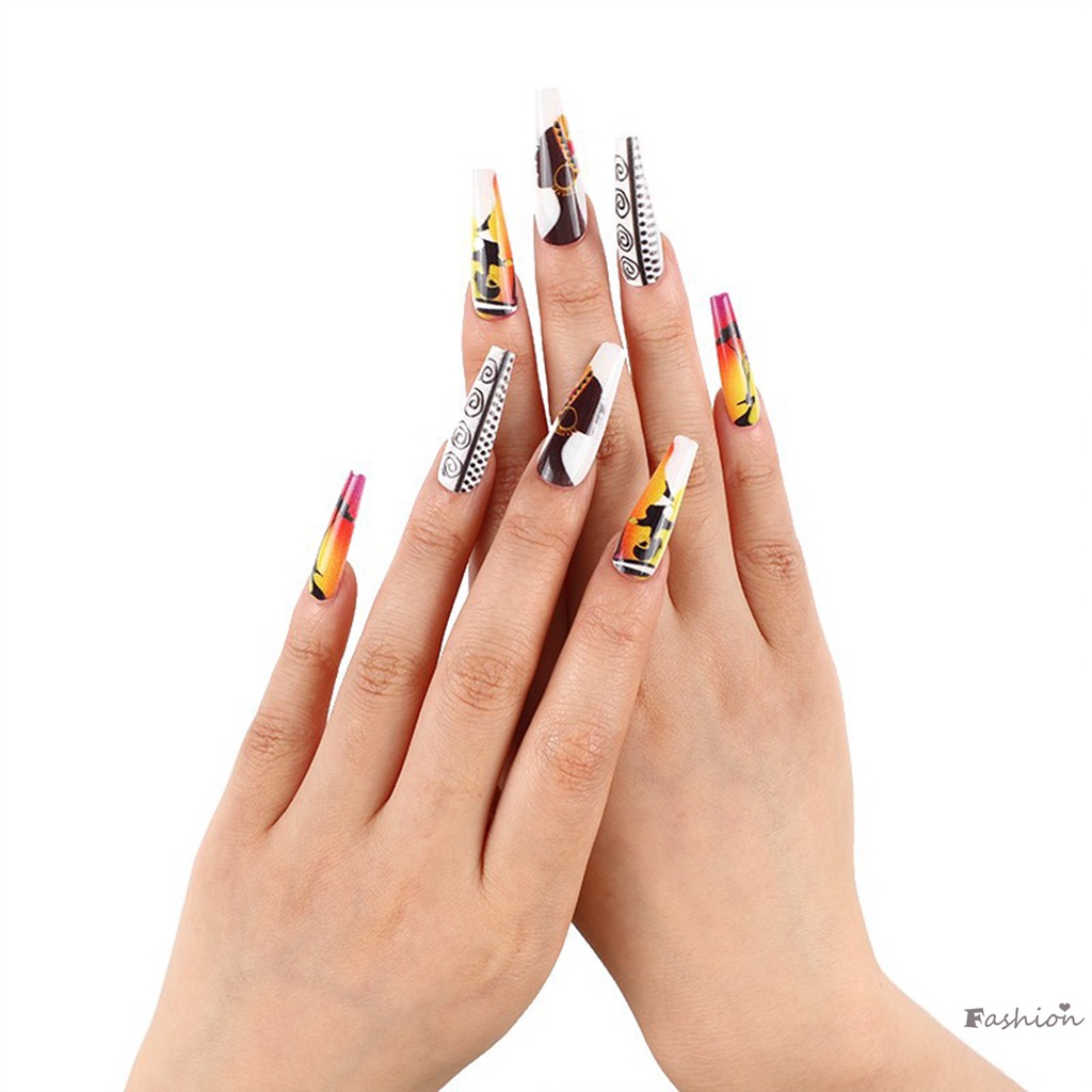 Bộ 24 Móng Tay Giả Thời Trang Tái Sử Dụng Được
