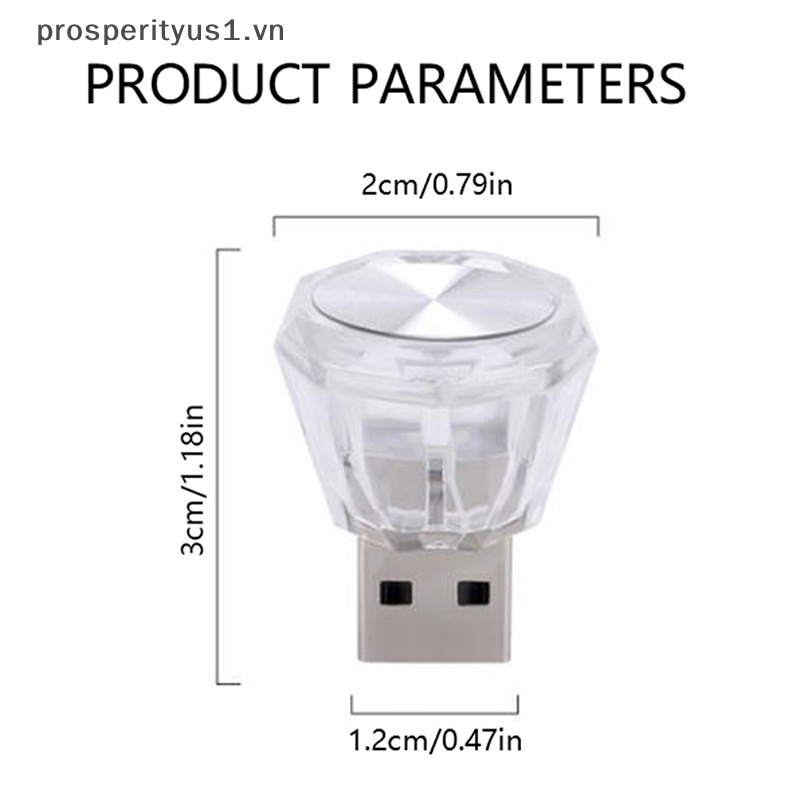 [prosperityus1] Đèn LED Mini USB Nhiều Màu Sắc Tạo Không Khí Cho Xe Hơi [VN]
