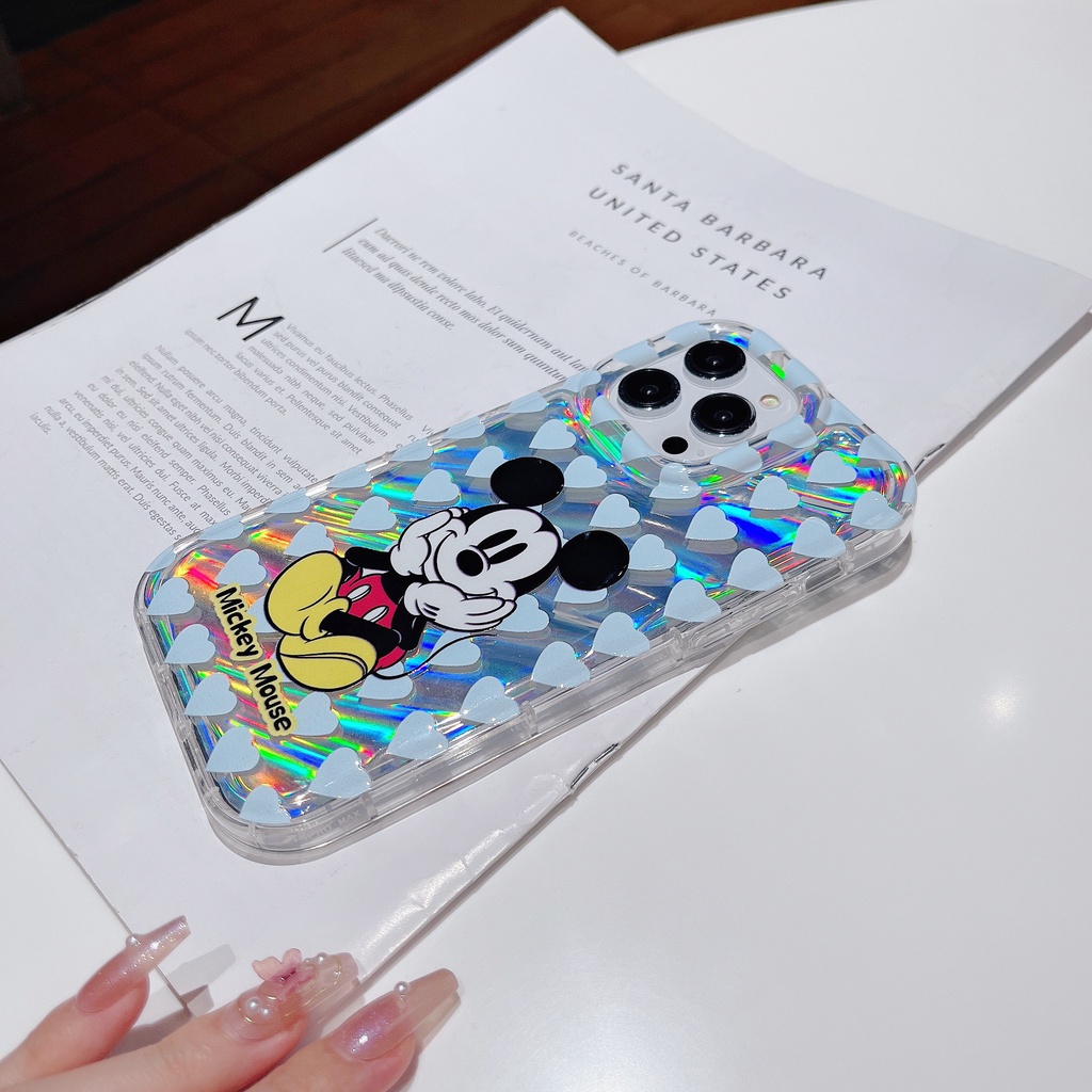 Ốp Điện Thoại TPU Dẻo Màu Laser Họa Tiết Hoạt Hình Minnie Mickey Dễ Thương Cho iPhone 12 13 14 Pro Max