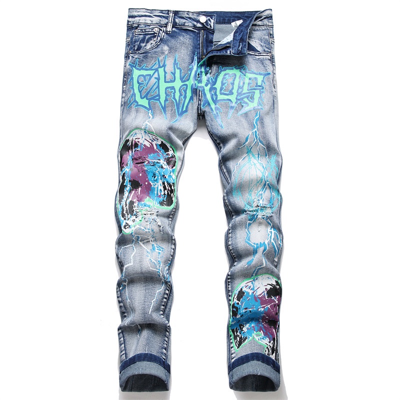 Quần Jeans Rách Dáng Ôm Co Giãn Phong Cách Punk Thời Trang Nam Cá Tính 3371