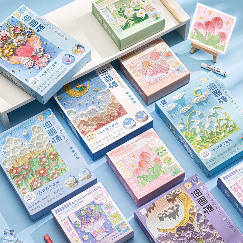 Ruixiang Bộ Bút Sáp Màu Vẽ Tranh Sơn Dầu Siêu Mềm Kèm Khung Cho Bé