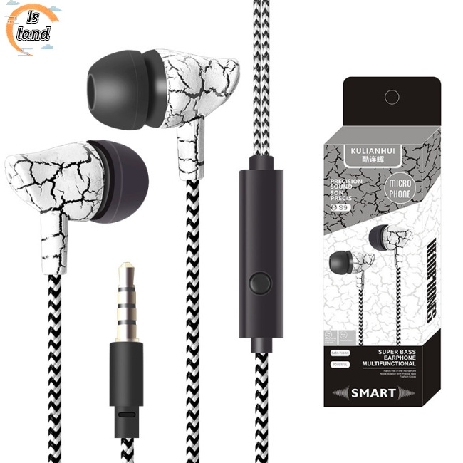 Tai Nghe Nhét Tai Jack 3.5mm Có Micro Thiết Kế Dây Bện Thời Trang