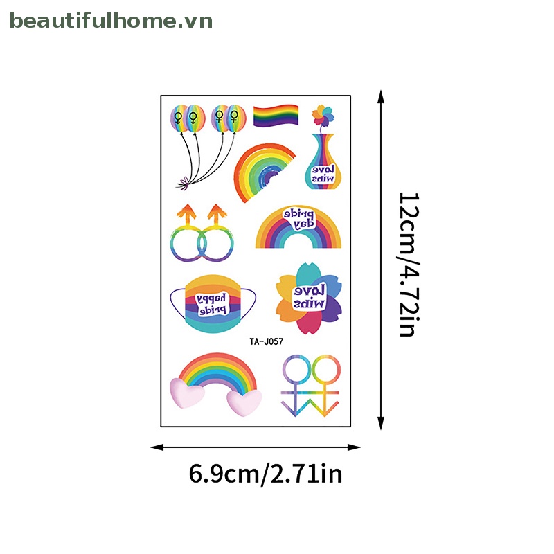 Miếng Dán Hình Xăm Tạm Thời Họa Tiết Rain Pride LGBT Chống Thấm Nước