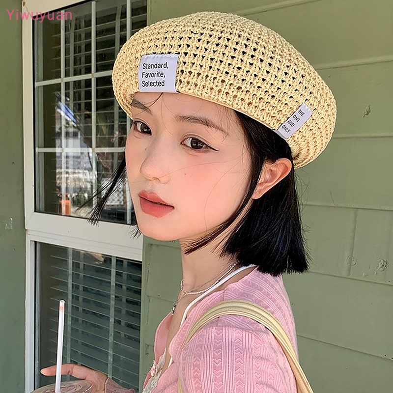 < Yiwuyuan > Mũ Beret Màu Trơn Phong Cách Họa Sĩ Vintage Thời Trang Xuân Hè Mới Cho Nam Và Nữ