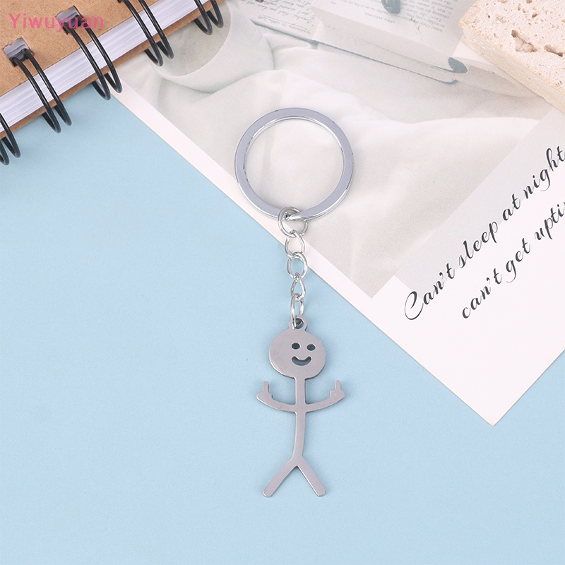 Móc Khóa Bằng Thép Không Gỉ Mặt Người Nhỏ Vui Nhộn Mới