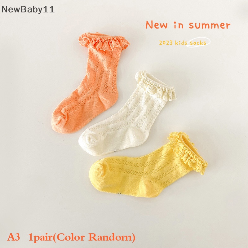 1 Đôi Tất Cotton Phối Ren Nhún Bèo Phong Cách Công Chúa Cho Bé Gái