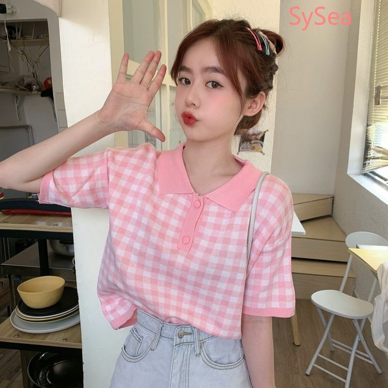 Áo Sơ Mi Dệt Kim Dáng Rộng Kẻ Sọc Kiểu Retro Hàn Quốc Thời Trang Mùa Hè Cho Nữ