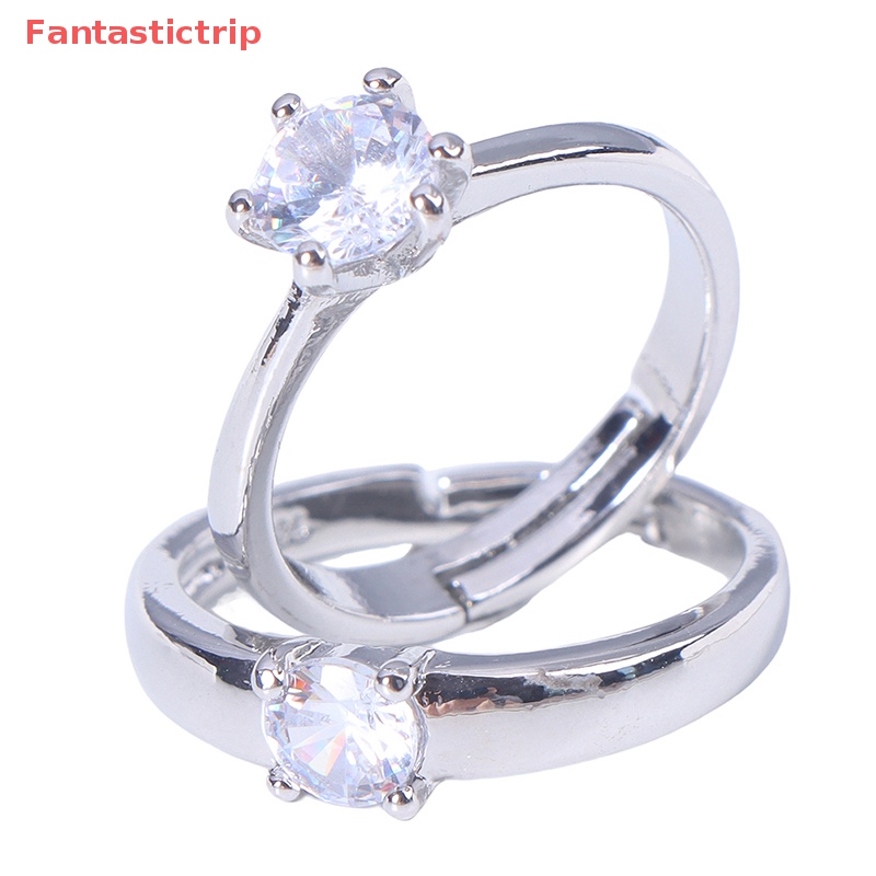 1 Cặp Nhẫn Đính Hôn Đính Đá Cổ Điển Có Thể Điều Chỉnh Kích Thước Dành Cho Cặp Đôi Mới