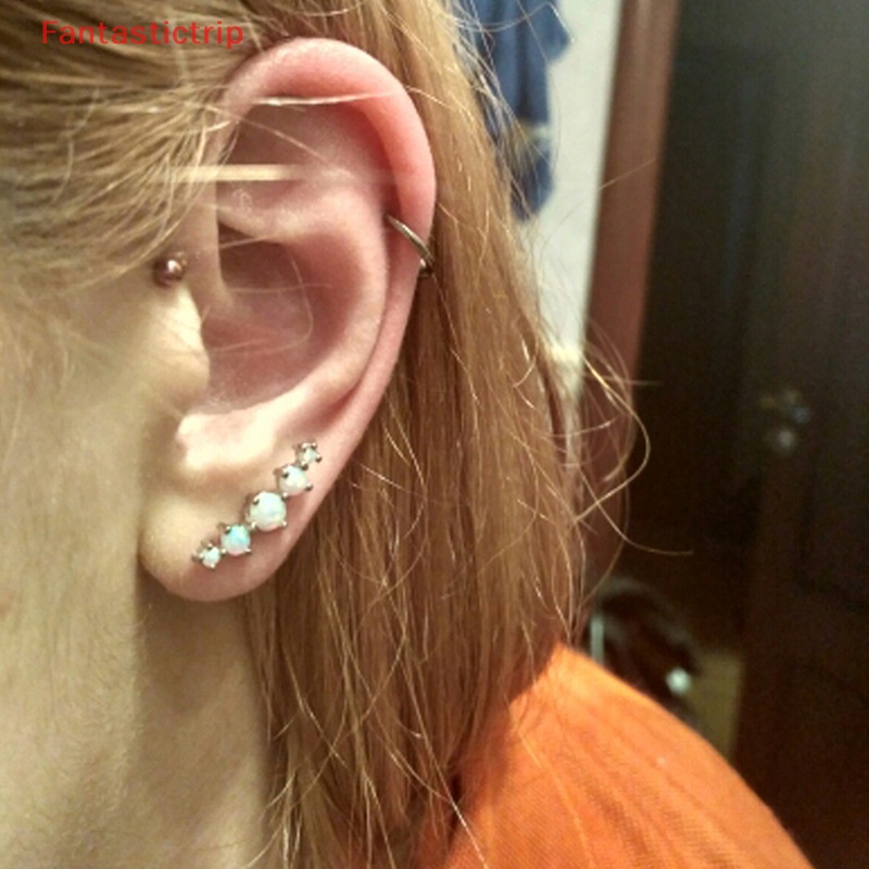 1 Khuyên Tai Dạng Xoắn Ốc Đính Đá Opal Nhiều Màu Thời Trang Mới Cho Nữ