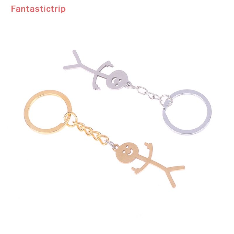 [Fantastictrip] Móc Khóa Mặt Hình Người Nhỏ Bằng Thép Không Gỉ Vui Nhộn Kiểu Mới