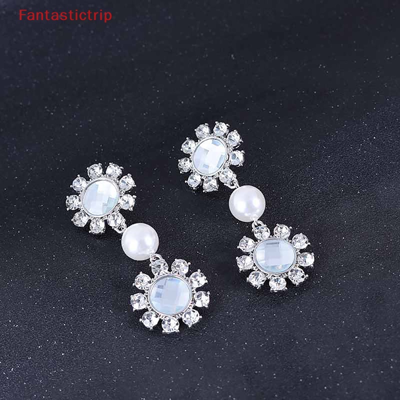 1 Đôi Bông Tai Hợp Kim Đính Kim Cương Pha Lê Lấp Lánh Thời Trang Mới