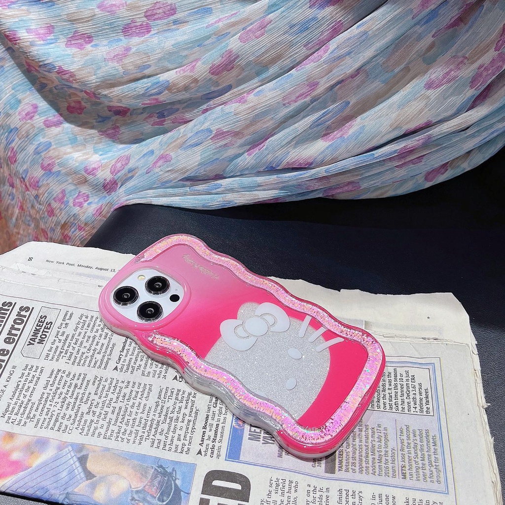 Ốp Điện Thoại TPU Dẻo Họa Tiết Hoạt Hình Mèo Kèm Nước Kim Tuyến Lấp Lánh Cho iPhone 12 13 14 Pro Max