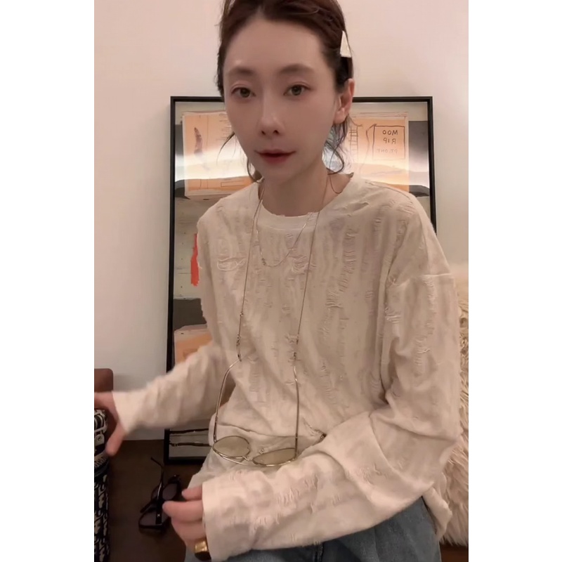 Áo Thun Cổ Tròn Thiết Kế Tua Rua Phong Cách Châu Âu Thời Trang Mới 2023 Cho Nữ