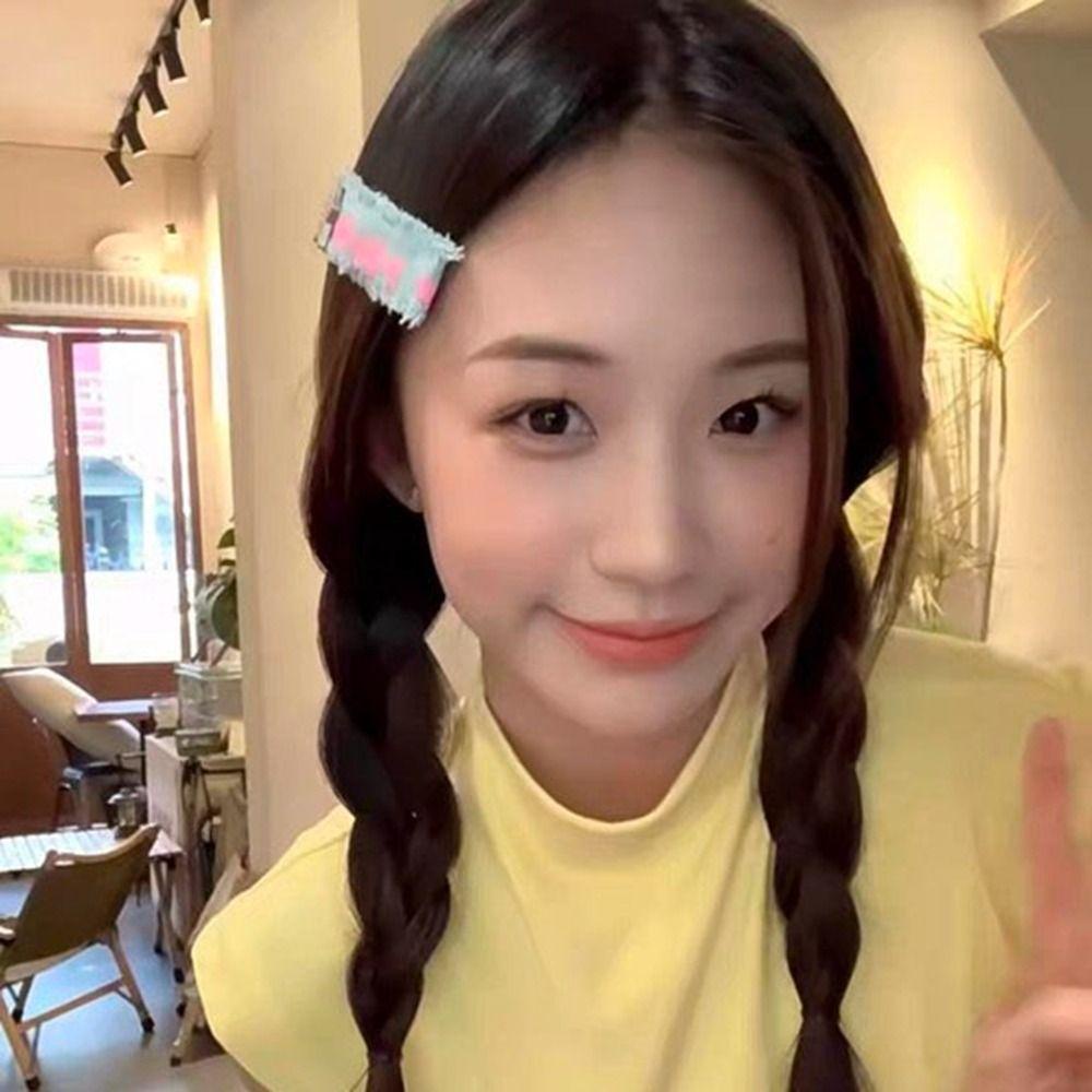 Kẹp Tóc Hình Ngôi Sao Năm Cánh Phong Cách Cổ Điển BB y2k WMES15H Dành Cho Bạn Gái|Phụ Kiện Tóc Giả Bằng Vải Denim Thời Trang Dễ Thương Cho Nữ