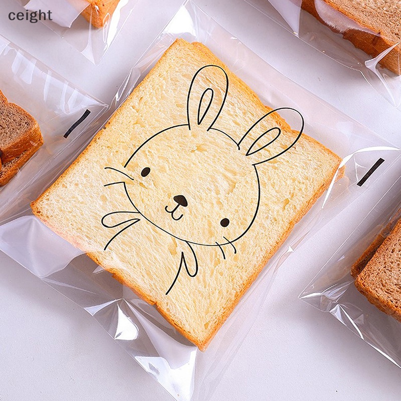 Set 100 Túi Đựng Bánh Mì Tự Dính Họa Tiết Hoạt Hình Cho Bé