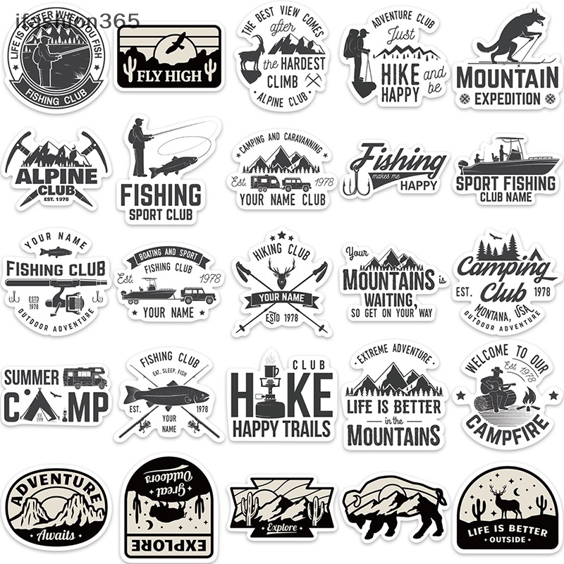 Set 56 Nhãn Dán Graffiti Màu Trắng Đen Trang Trí Xe Hơi / Vali / Laptop DIY ifashion365