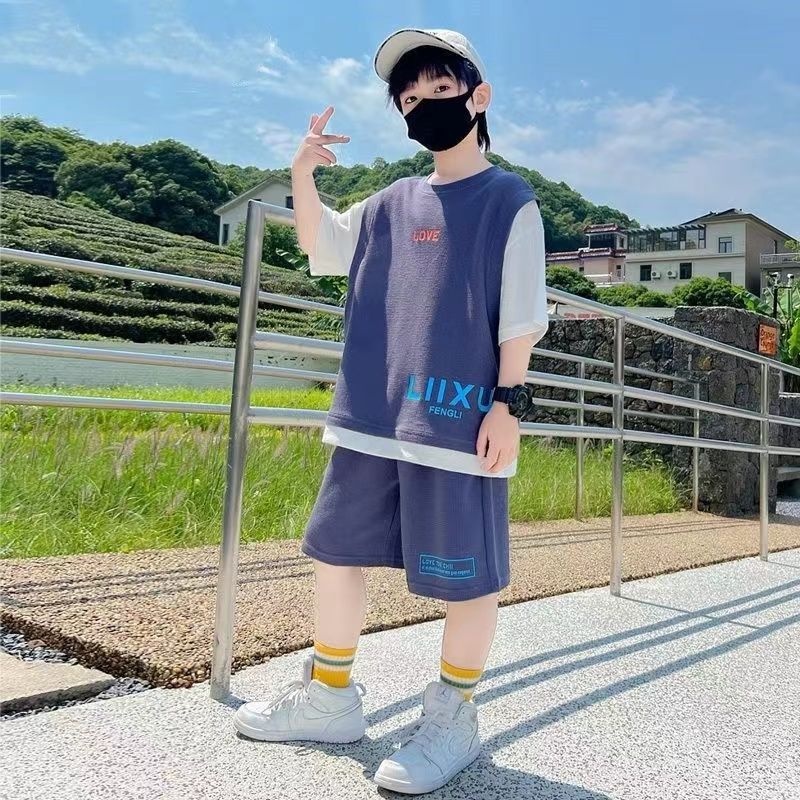 Bộ Đồ Thể Thao Áo Tay Ngắn Phối Quần Short Thời Trang Mùa Hè 2023 Mới Cho Bé Trai