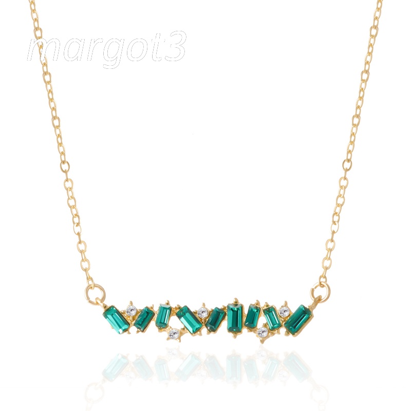 Vòng cổ Mạ Bạc 925 Đính Đá Ngọc Lục Bảo Xanh Thời Trang Cho Nữ