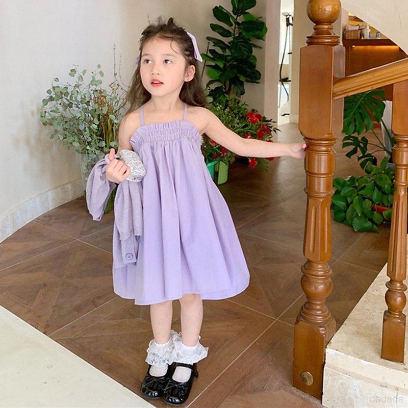 Đầm Hai Dây Mùa Hè Phong Cách Hàn Quốc Cho Bé Gái