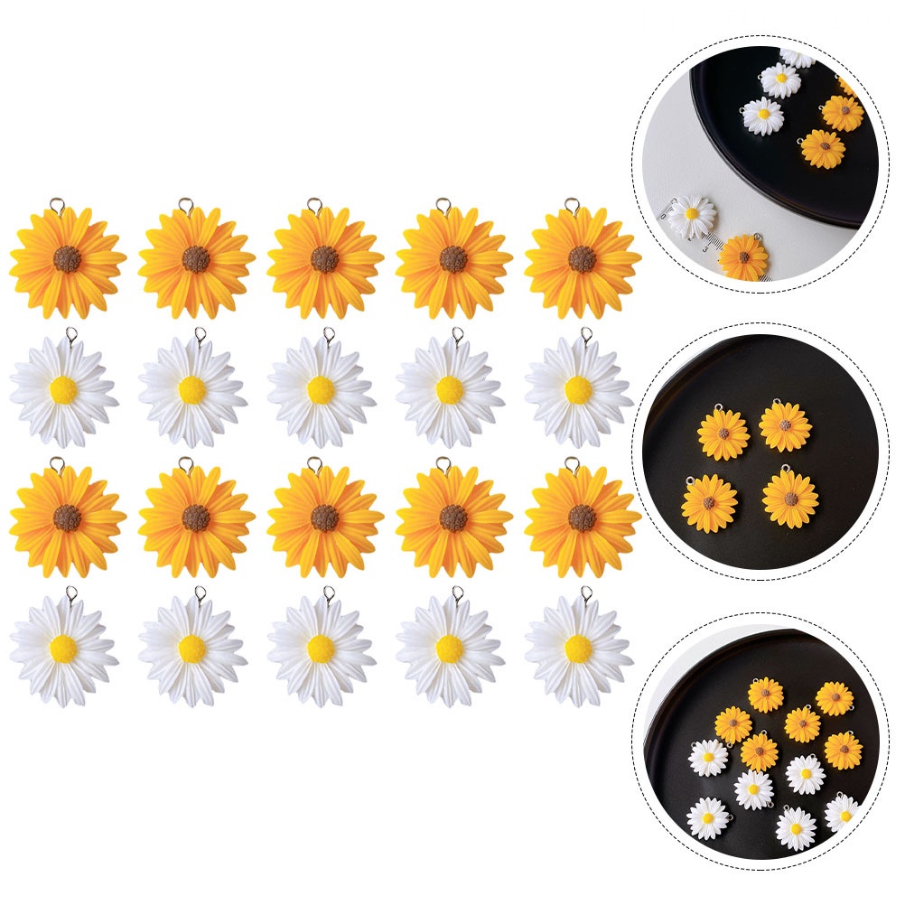 Set 20 Mặt Vòng cổ Hình Bánh Kem / Bông Hoa Bằng Nhựa Resin Charms