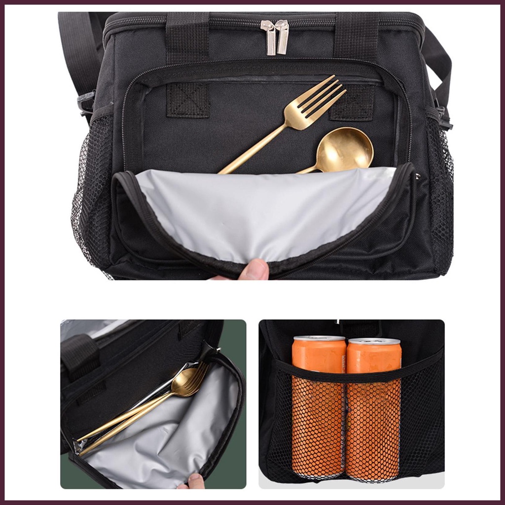 Túi Đựng Hộp Cơm Trưa Cách Nhiệt Bằng Vải Oxford Sức Chứa Lớn Tiện Dụng Cho Trường Học