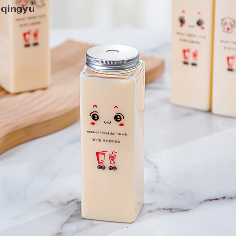 Cốc Uống Trà Sữa Hình Vuông 500ml In Họa Tiết Hoạt Hình Dễ Thương Dùng Một Lần