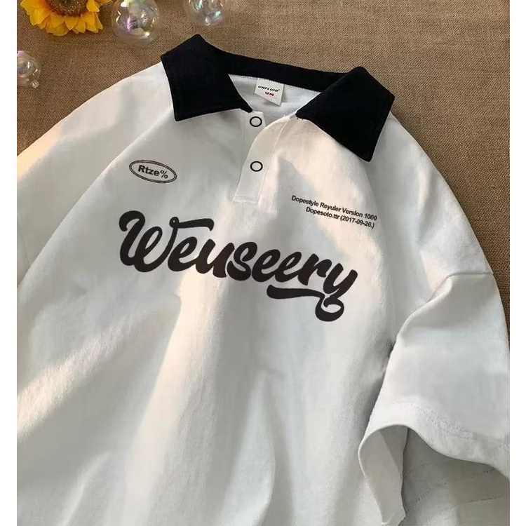 Áo Thun polo Tay Ngắn Phong Cách Đường Phố Hong Kong Thời Trang Mùa Hè Cho Nam Và Nữ