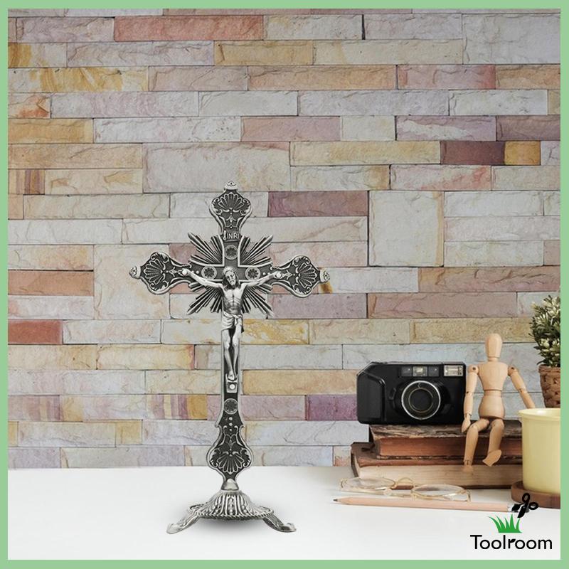 Cây Thánh Giá Kim Loại 10 Inches Để Bàn Trang Trí Nhà Cửa