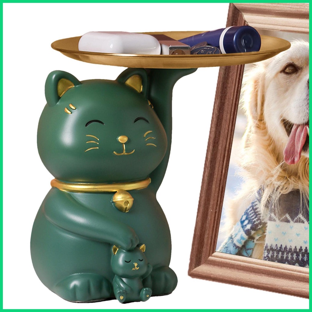 Khay Đựng Tượng Mèo May Mắn Bằng Nhựa Resin Đa Năng Cho jiwvn