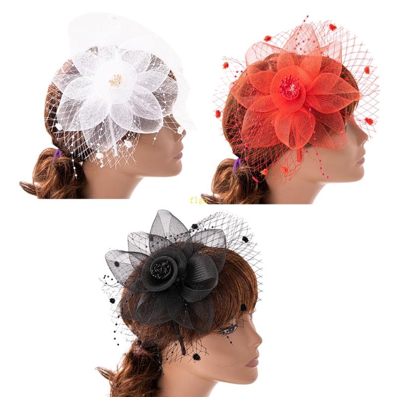 Flgo Mũ Lưới Hình Hoa Thanh Lịch Trang Điểm Dự Tiệc