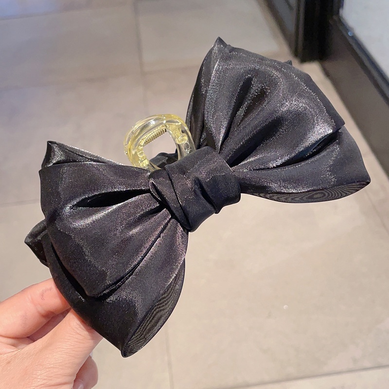 Haimeikang Kẹp Tóc Nơ Hai Mặt Bằng Nhựa Màu Trơn Phong Cách Hàn Quốc Mới