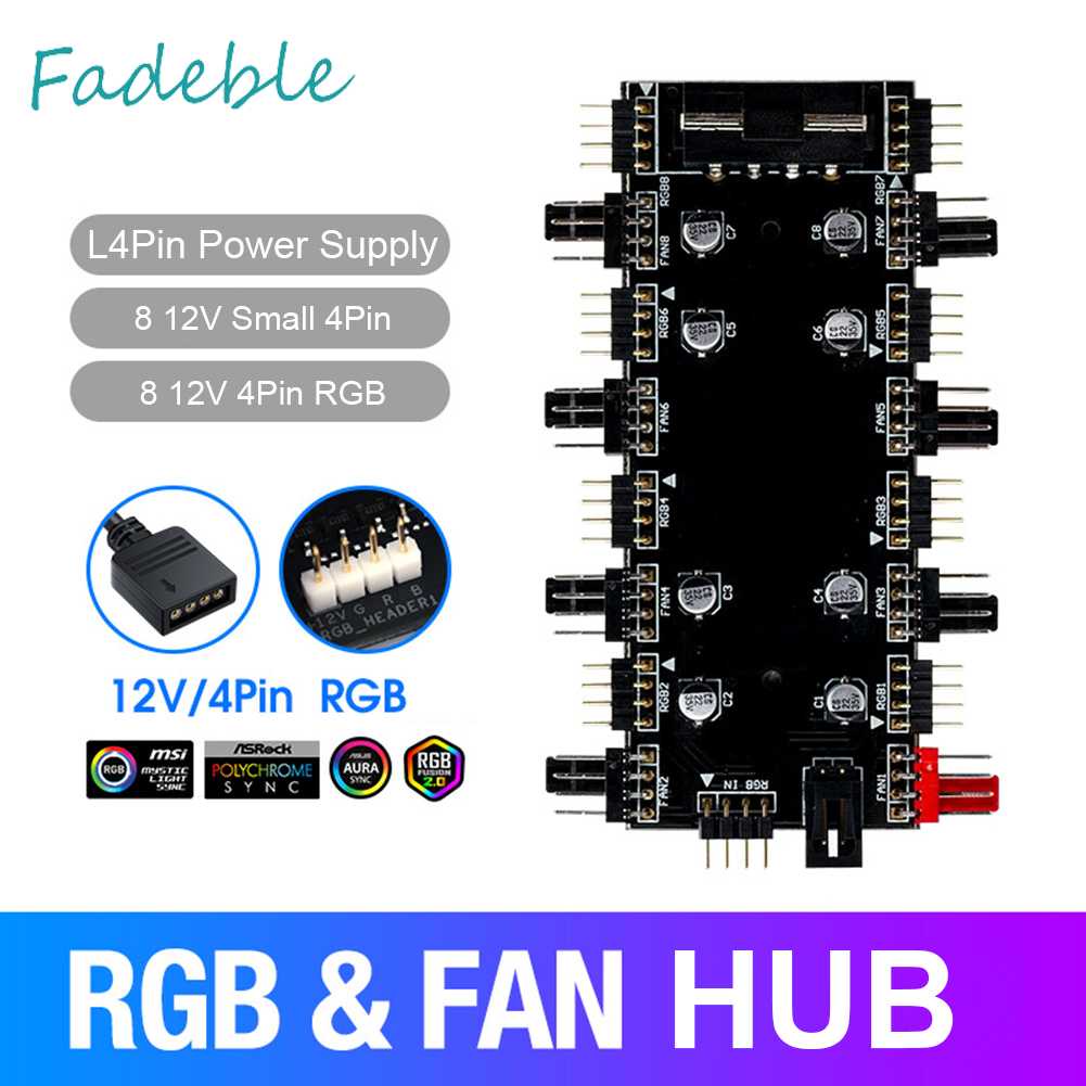 Bộ Chia Cổng 1 Sang 8 Cổng RGB PWM 12V / 4 Pin Cho Bo Mạch Chủ Quạt