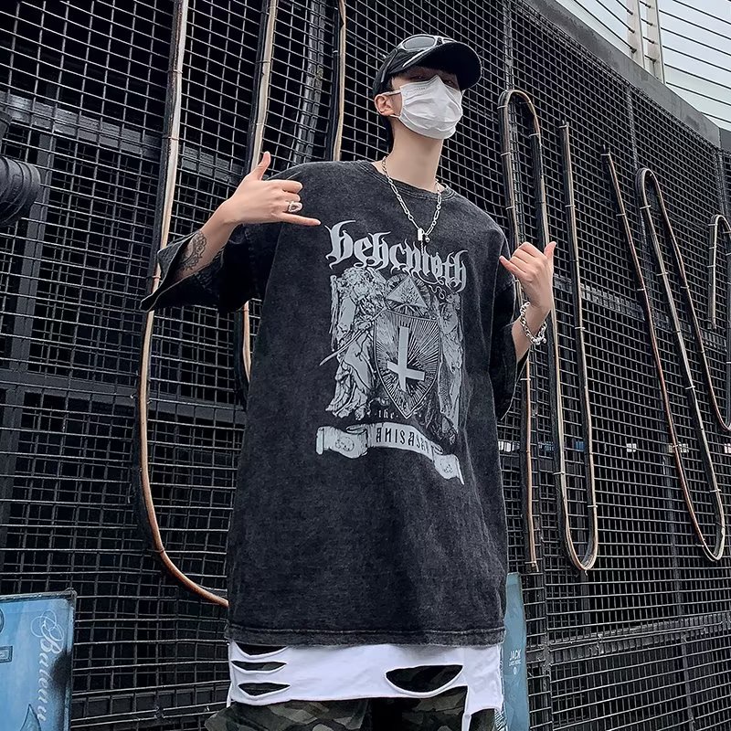 Áo Thun Cotton Ngắn Tay Phong Cách Retro Đường Phố Cho Nam