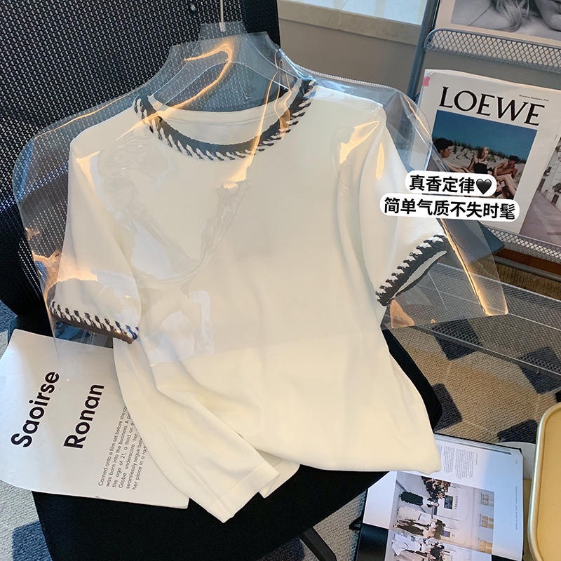 Áo Thun cotton Dệt Tay Ngắn Màu Trắng Phong Cách Thời Trang Mùa Hè Mới 2022