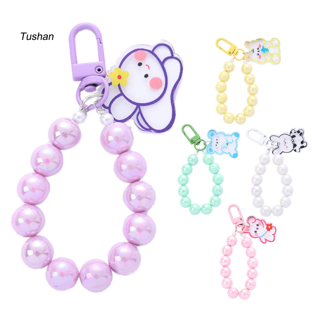 Móc Chìa Khóa Dạng Hạt Nhiều Màu Sắc Không Phai Chống Trầy Xước Chống Thất Lạc Hình Gấu / Thỏ Hoạt Hình