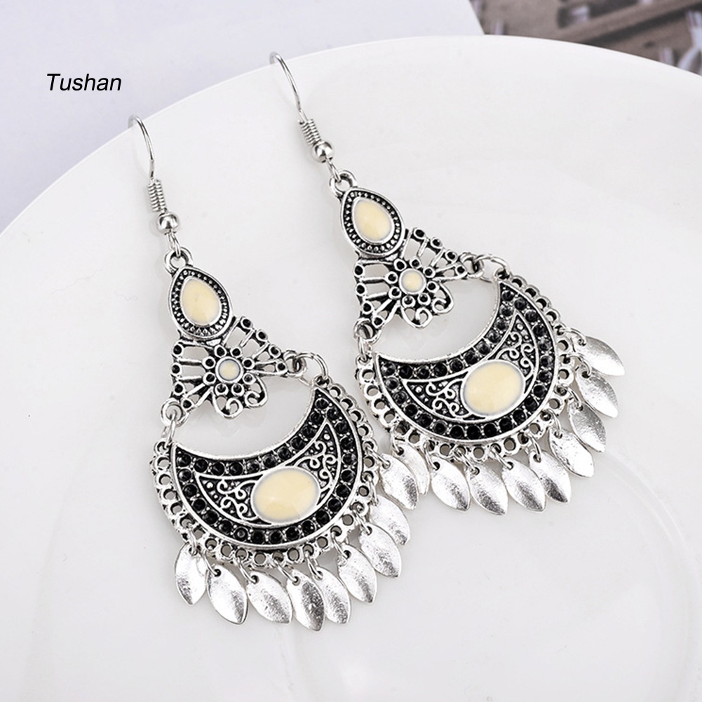 Bông Tai Hình Học Đính Đá Nhân Tạo Phong Cách Bohemian Thời Trang