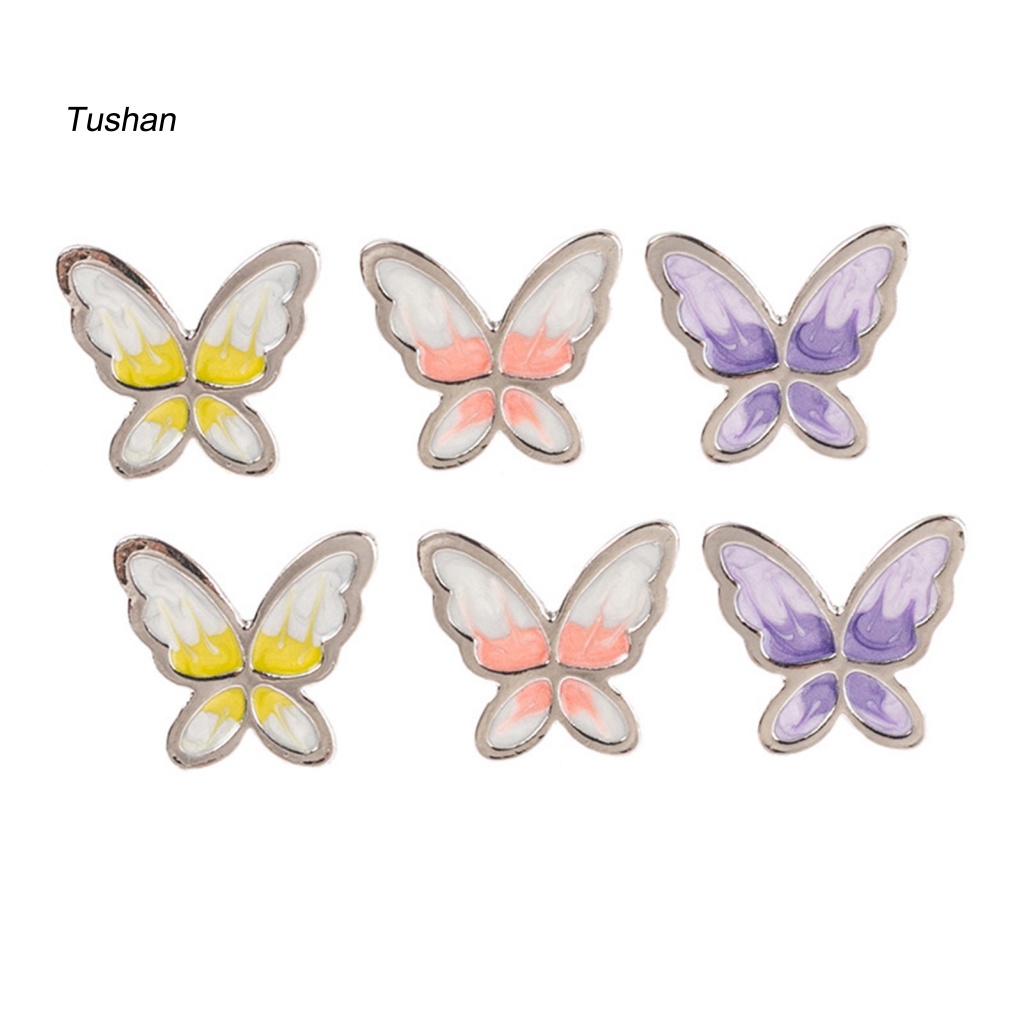 1 Đôi Bông Tai Hình Bướm Bằng Thép Không Gỉ Phối Màu Tương Phản Thân Thiện Với Da