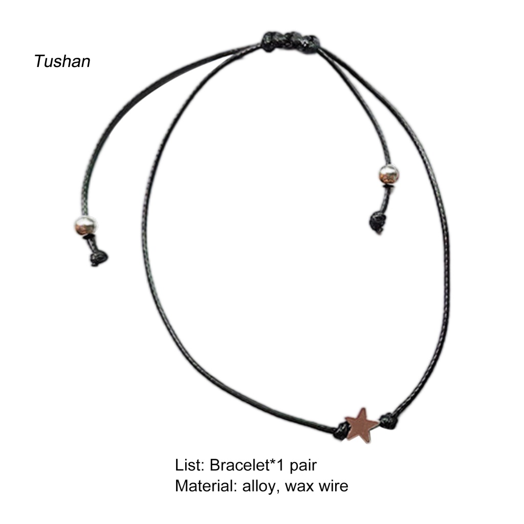 [Ts] Set 2 Vòng Tay Hợp Kim Quyến Rũ Bắt Mắt Không Vỡ Có Mặt Dây Hình Ngôi Sao Cho Cặp Đôi