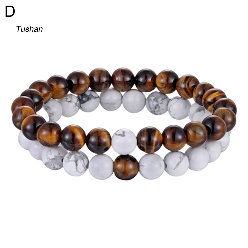 Set 2 Vòng Tay Yoga Co Giãn Xâu Hạt Màu Đen Hợp Thời Trang