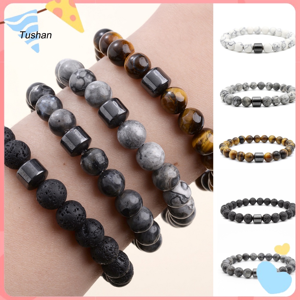 Vòng Tay Chuỗi Hạt Đá Mắt Hổ Tự Nhiên 8mm Co Giãn Dễ Phối Đồ Giảm Căng Thẳng