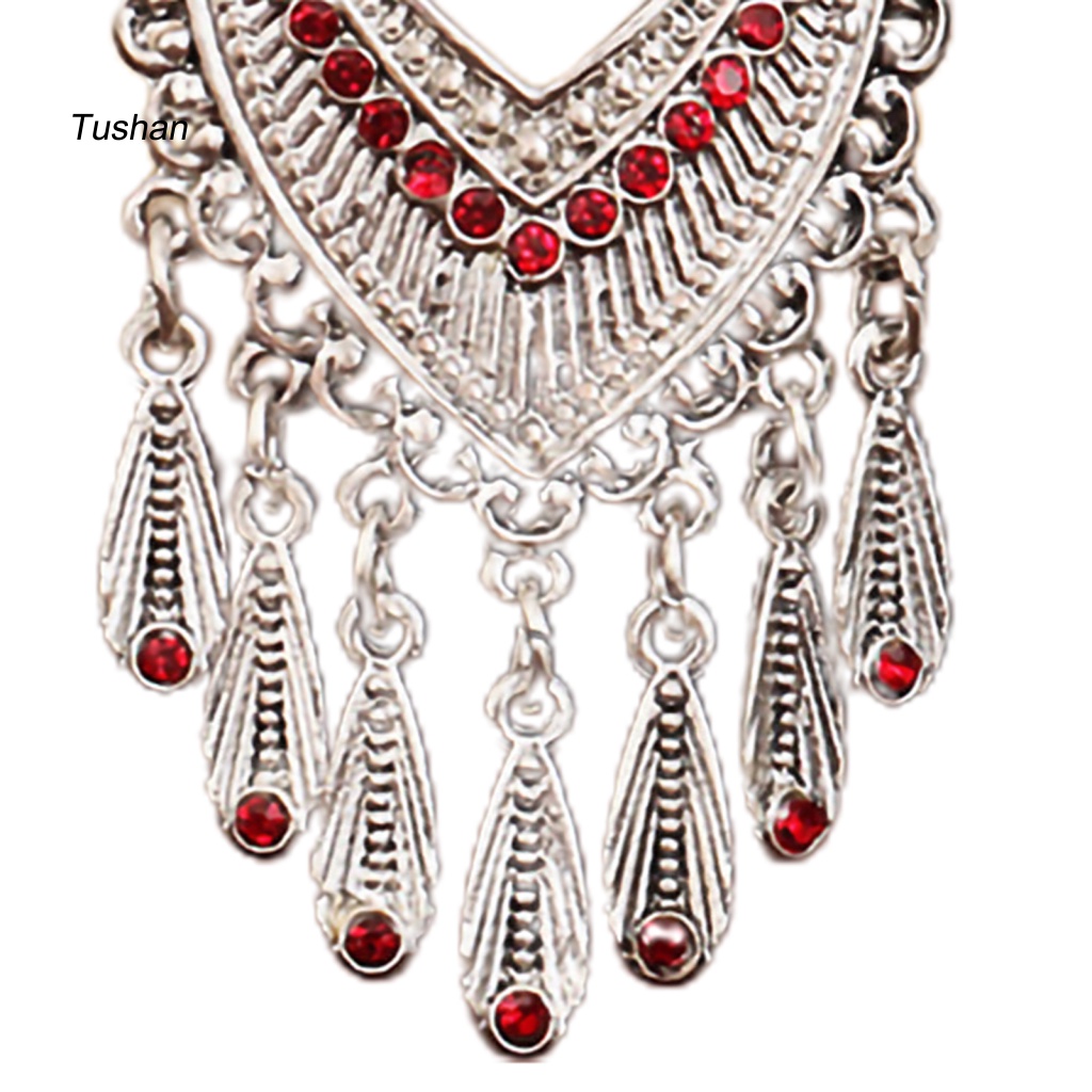 1 Đôi Bông Tai Móc Hình Giọt Nước Họa Tiết Dân Tộc Phong Cách Vintage