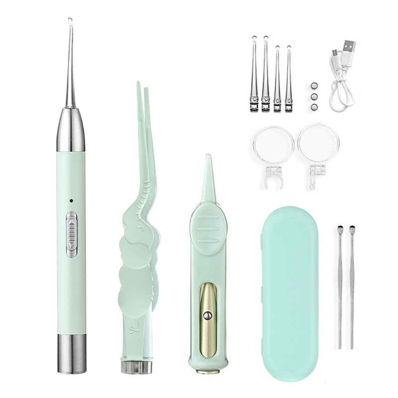 Set 3 Dụng Cụ Lấy Ráy Tai Có Đèn Phát Sáng Bằng Thép Không Gỉ
