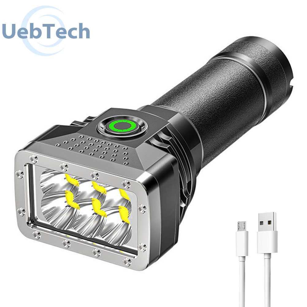 Đèn Pin 6 Bóng LED 350LM 1200mAh Sạc USB Chống Nước Dùng Ngoài Trời