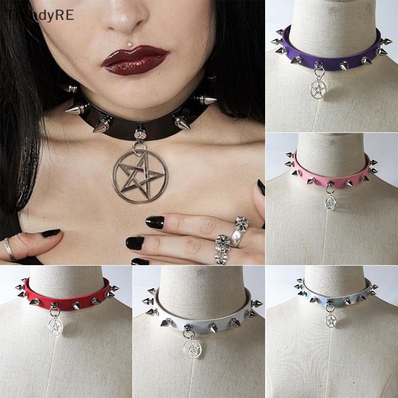 Vòng Cổ Choker Da Đính Đinh Tán Phong Cách Gothic Punk Quyến Rũ