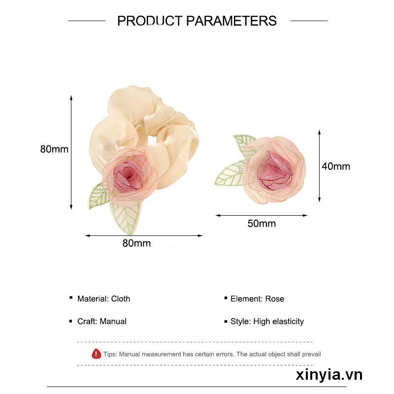 Dây Cột Tóc Cao Su Co Giãn Đính Hoa Hồng